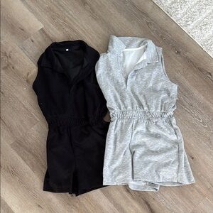 Black and Gray Sleeveless Rompers